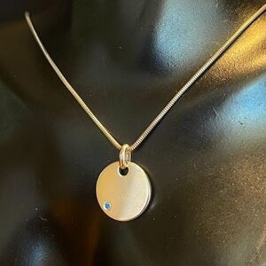 Sterling silver coin blue gem necklace